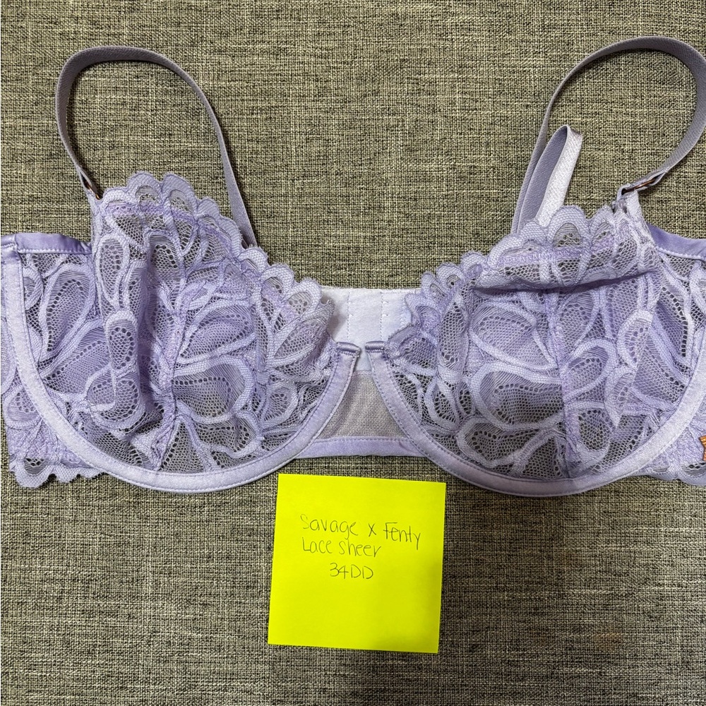Savage X Fenty Lavender Lace Sheer Underwire Bra